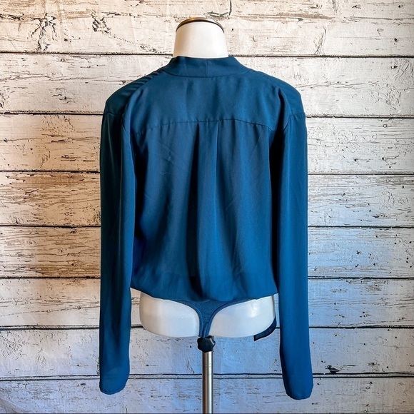 Aritzia Babaton teal color draped bodysuit - Picture 2 of 9